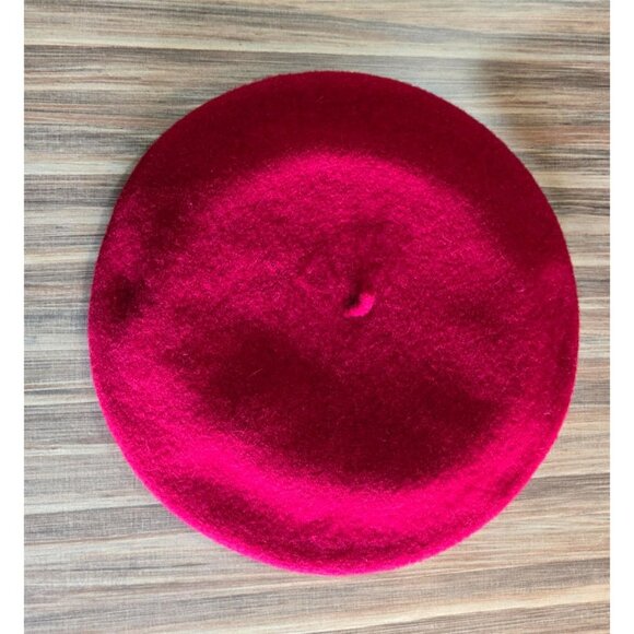 Beret Red Berry Wool Plaid Trim Sz 7/M Preston & York Scottish Plaid Celtic - Picture 5 of 9